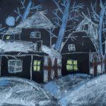 Басараб Юлия (7 лет) «Ночь перед Рождеством», пастель, преподаватель Шаронова А.А., Линевская детская художественная школа